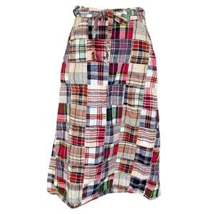 VTG 70s Patchwork Madras Plaid Wrap Skirt Size XS Coastal Preppy